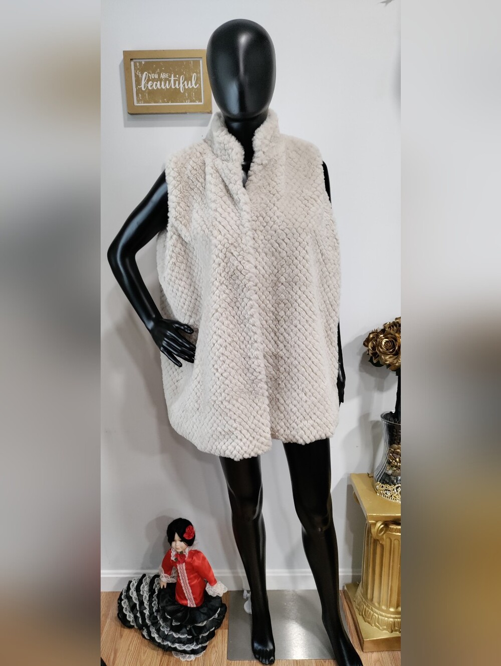 Indigo Soul Faux Fur Vest-Size XL
